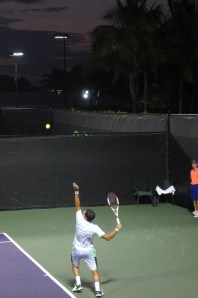 Lajović serves during his win over Lu.